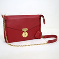 Celine Chain Shoulder Bag Leather Red Gold