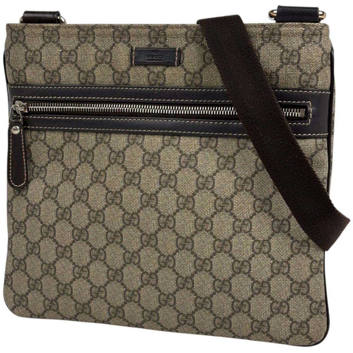 Gucci GG Pattern Shoulder Bag Crossbody Beige Brown
