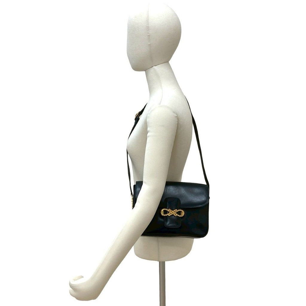 Celine Vintage Ribbon Motif Calf Leather Shoulder Bag Pochette — view 2