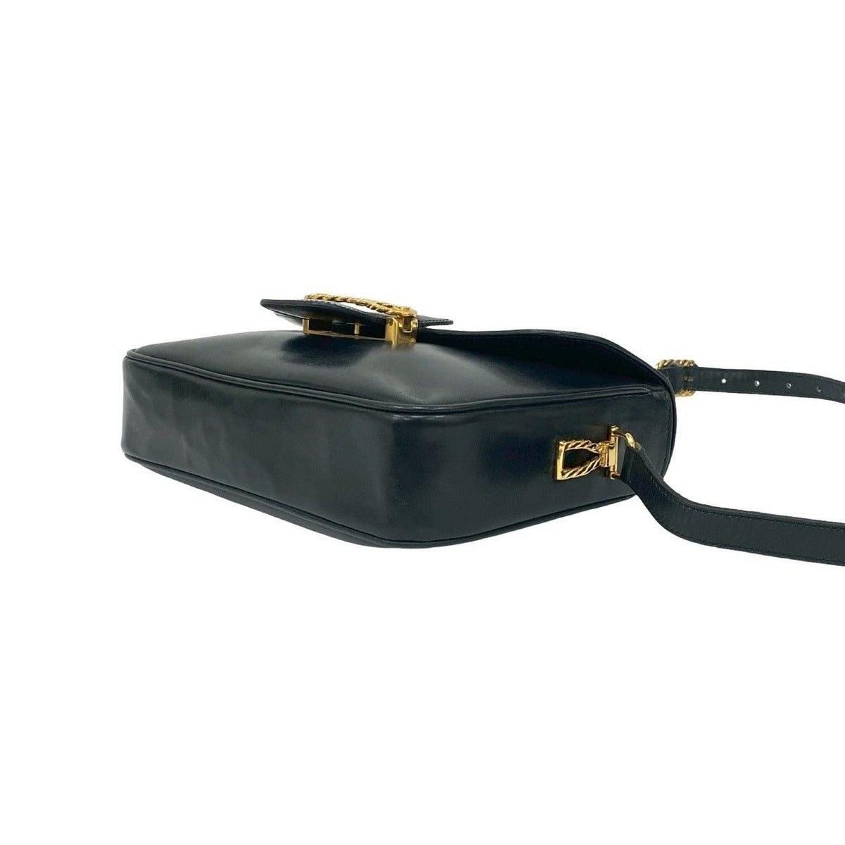 Celine Vintage Ribbon Motif Calf Leather Shoulder Bag Pochette — view 8