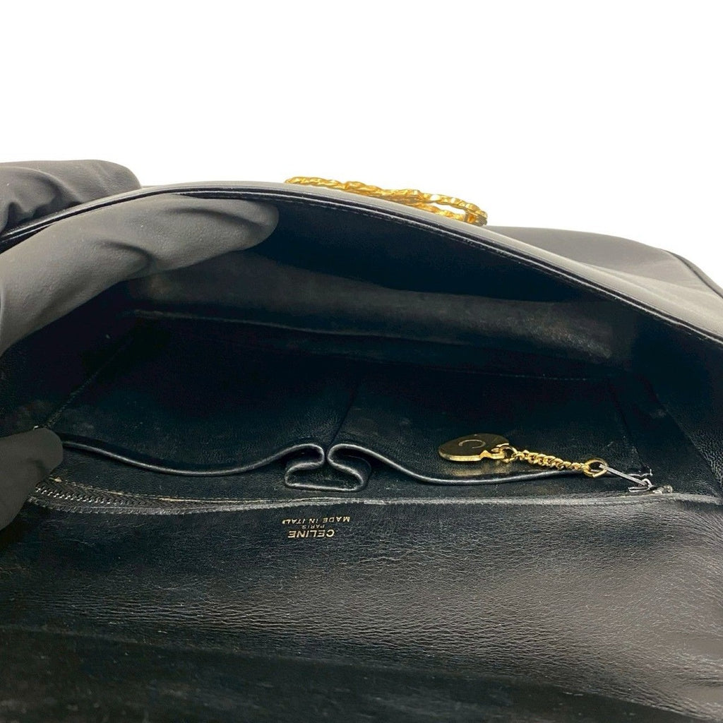Celine Vintage Ribbon Motif Calf Leather Shoulder Bag Pochette — view 9