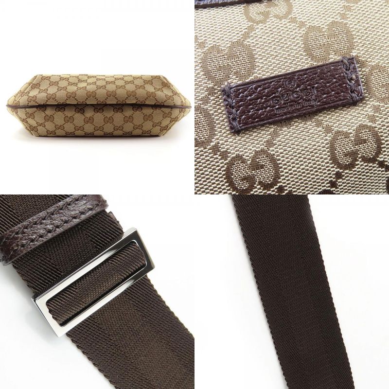 Gucci Shoulder Bag GG Canvas Leather Beige Brown Silver Hardware — view 4
