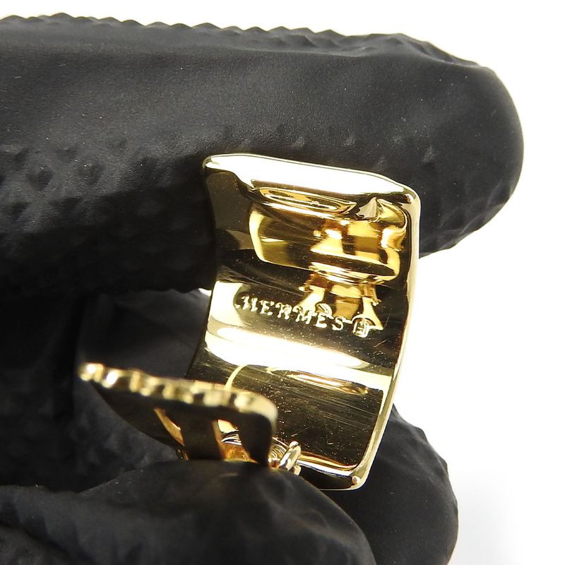 Hermes Earrings Emile Metal Cloisonne Multicolor Gold Navy Blue Lion Accessory — view 6