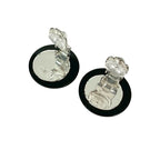 Chanel Vintage Coco Mark Motif Plastic Plated Earrings Black 96A — view 7
