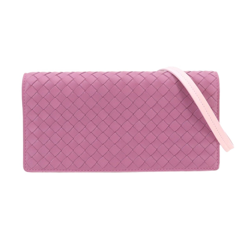 Bottega Veneta Intrecciato Shoulder Wallet Bifold Leather Purple