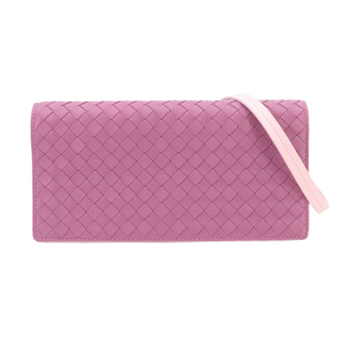 Bottega Veneta Intrecciato Shoulder Wallet Bifold Leather Purple