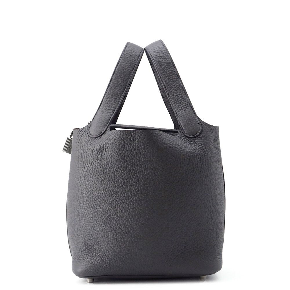 Hermes Handbag Picotin Lock PM Ardoise Silver Taurillon Clemence