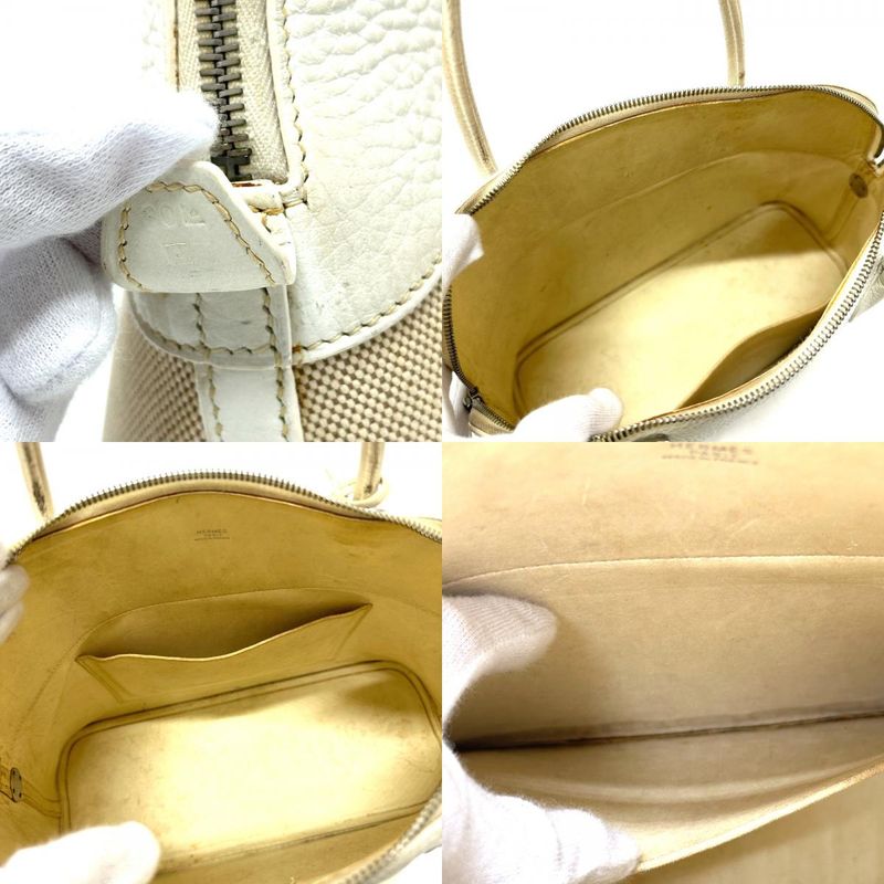Hermes Handbag Bollide 35 Toile Ash White — view 8