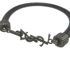 Saint Laurent Paris Logo Leather Black Bracelet 1380 — view 5