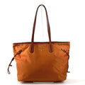 Prada Shoulder Bag Triangle Logo Leather Nylon Orange
