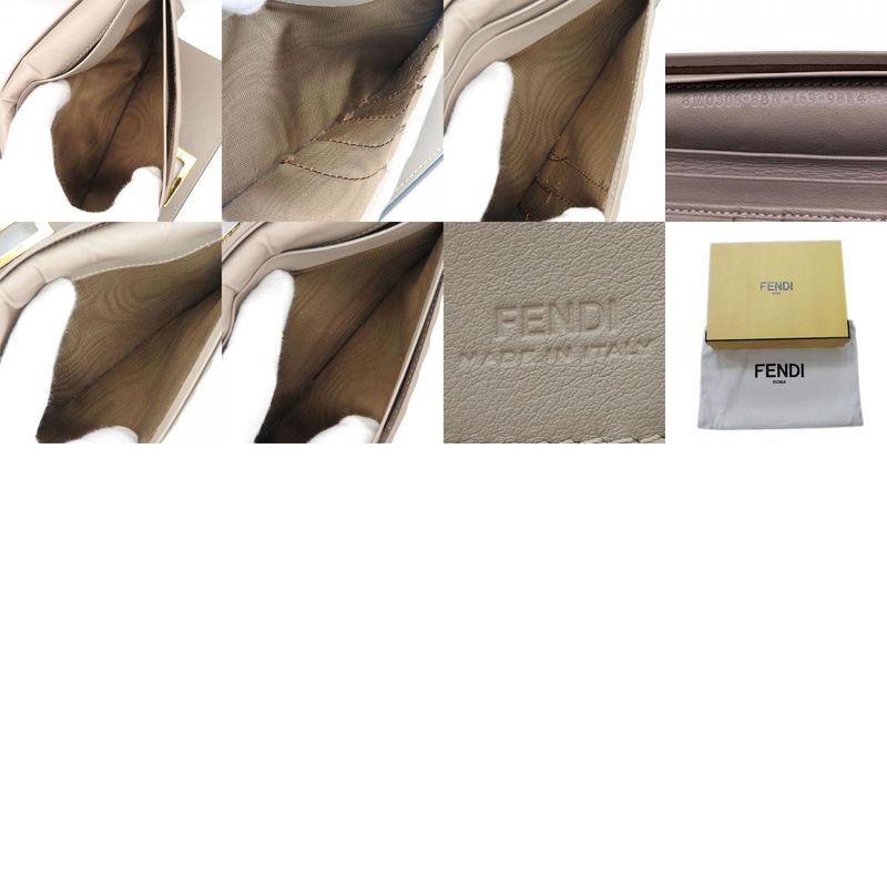 Fendi Bifold Wallet 8 M0308 Peekaboo Leather Beige Glaze Gold Hardware Long — view 9