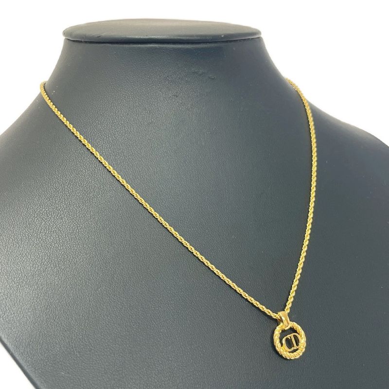 Christian Dior GP CD Logo Round Necklace Gold — view 3