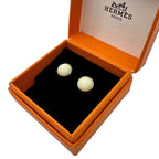Hermes Eclipse Pierced Earrings Silver and White on Both Ears — view 3