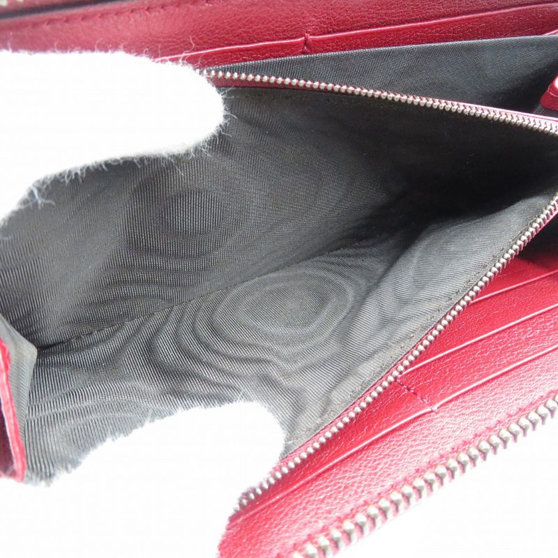 Gucci GG Marmont Leather Bamboo Gold Hardware Red Round Zipper Long — view 5