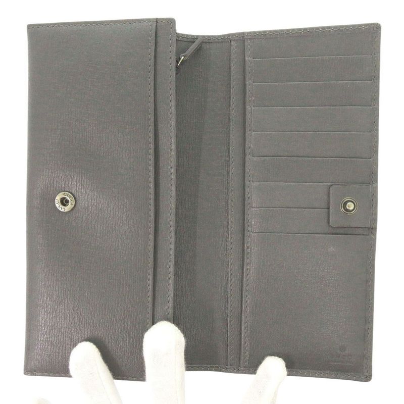 Gucci Interlocking G Leather Gray Long Wallet 0803 — view 4