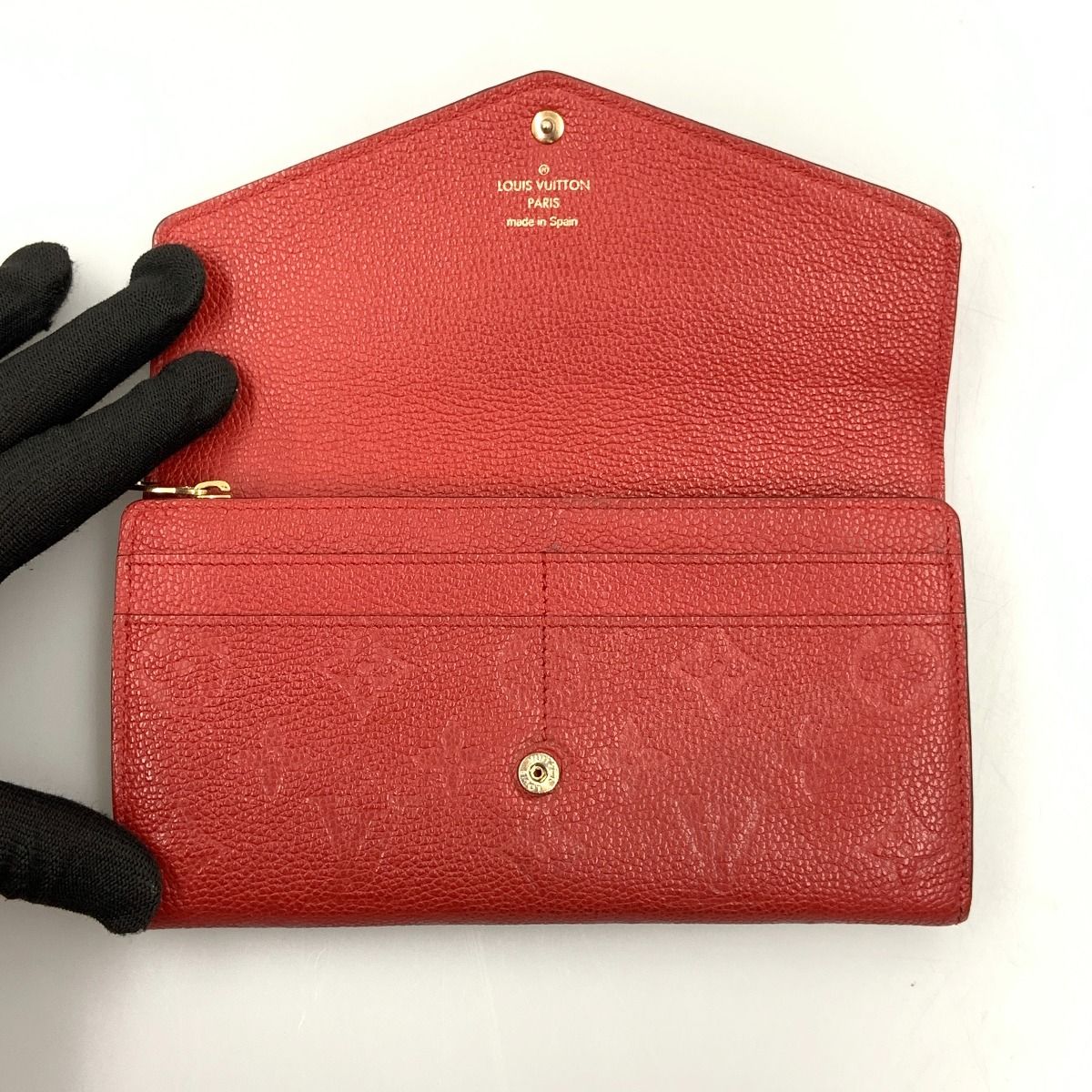 Louis Vuitton Monogram Empreinte Portefeuille Sarah Bifold Wallet Red — view 5