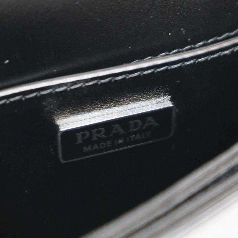 Prada Brushed Leather Shoulder Bag Black — view 5