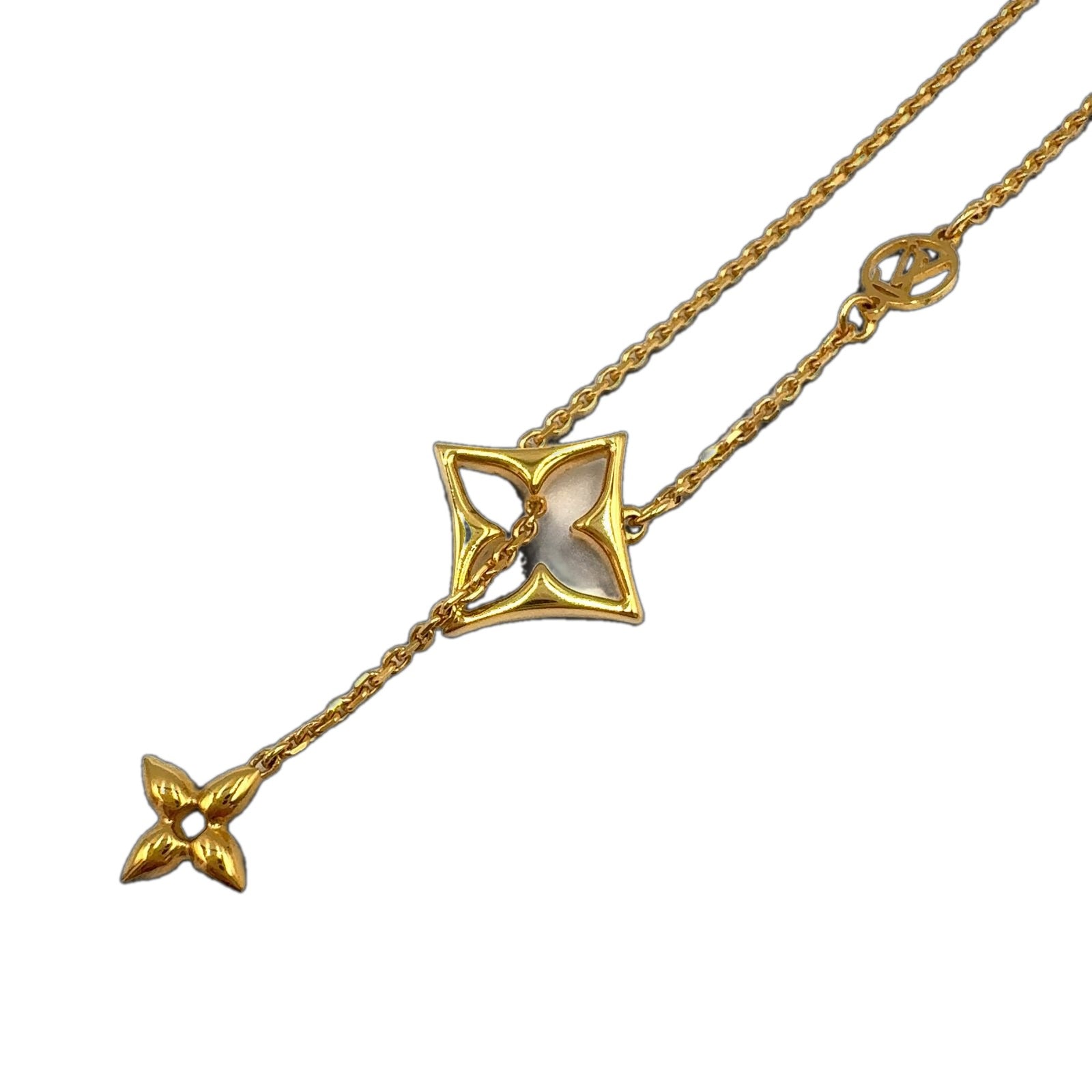 Louis Vuitton LV Flower Lambskin Gold Plated Necklace