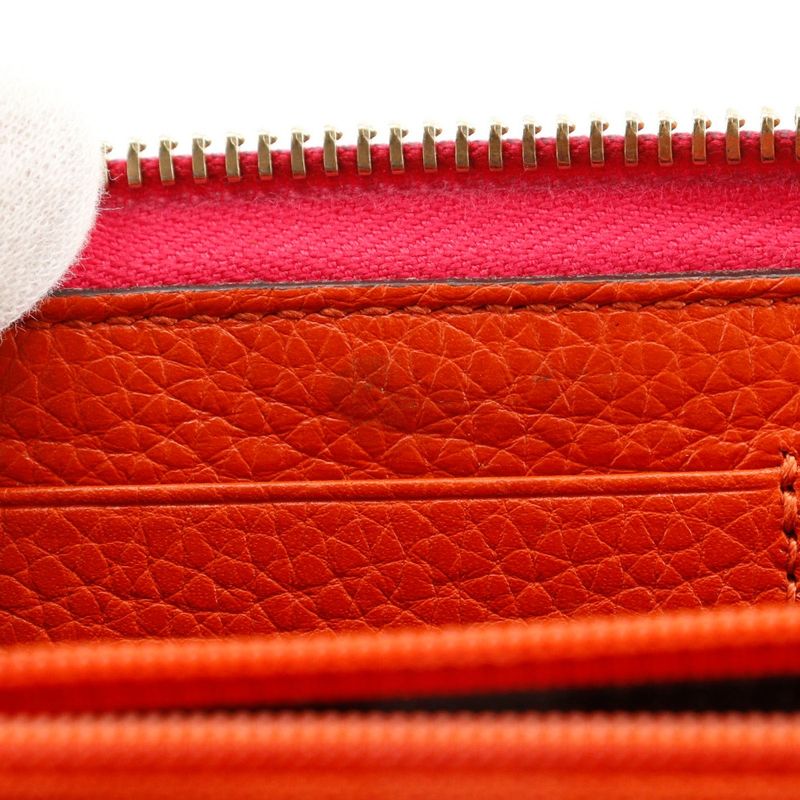 Gucci Round Zipper Bamboo Tassel Bicolor Calf Pink Orange Long — view 7