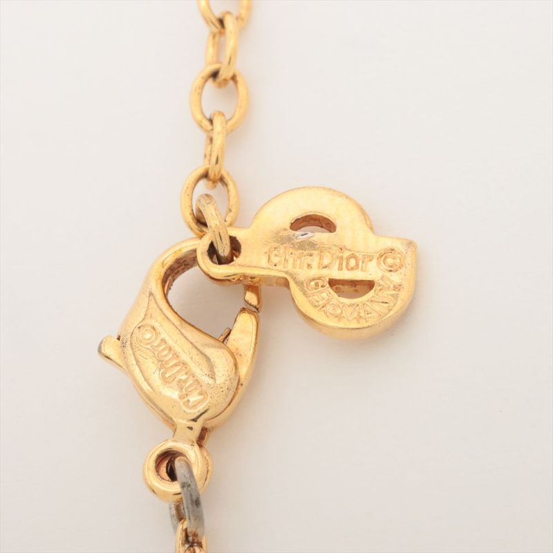 Christian Dior CD Logo Necklace GP With Rhinestones — view 5