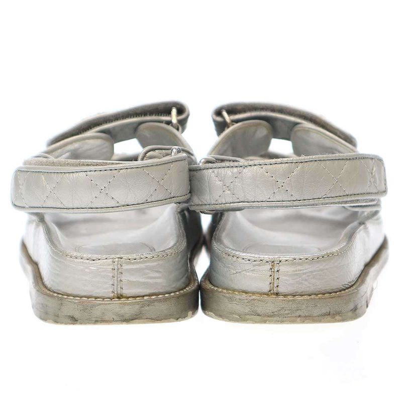 Chanel Footbed Coco Mark Sandals 0 Silver Grayish 36 — view 3