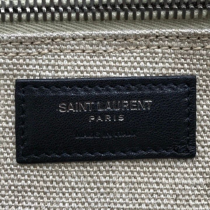 Saint Laurent Rive Gauche Canvas Leather Tote Beige Large Capacity Travel — view 9