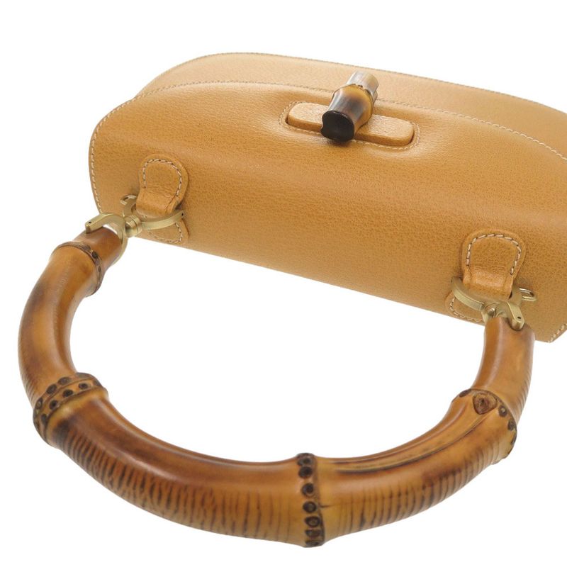 Gucci 2-Way Bamboo 000 1364 0633 Leather Yellow Handbag 0145 — view 8