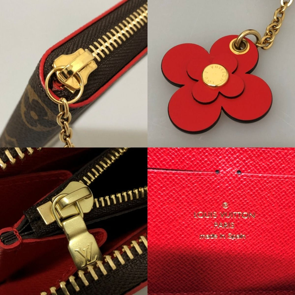 Louis Vuitton Long Wallet Monogram Portefeuille Clemence Flower Charm — view 9