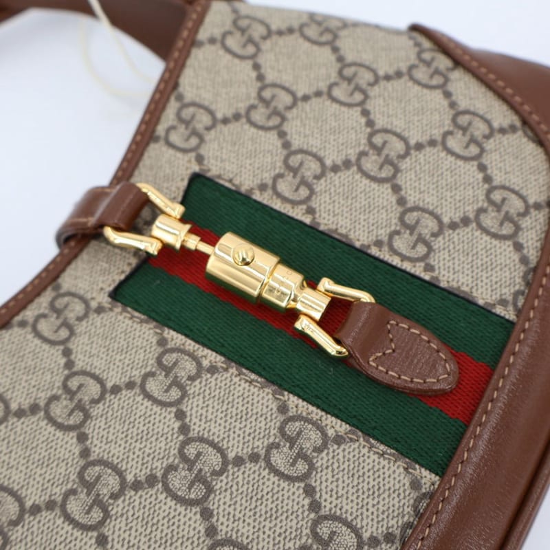 Gucci Jackie 1961 Mini Bag Beige And Brown GG Supreme Canvas Leather — view 9