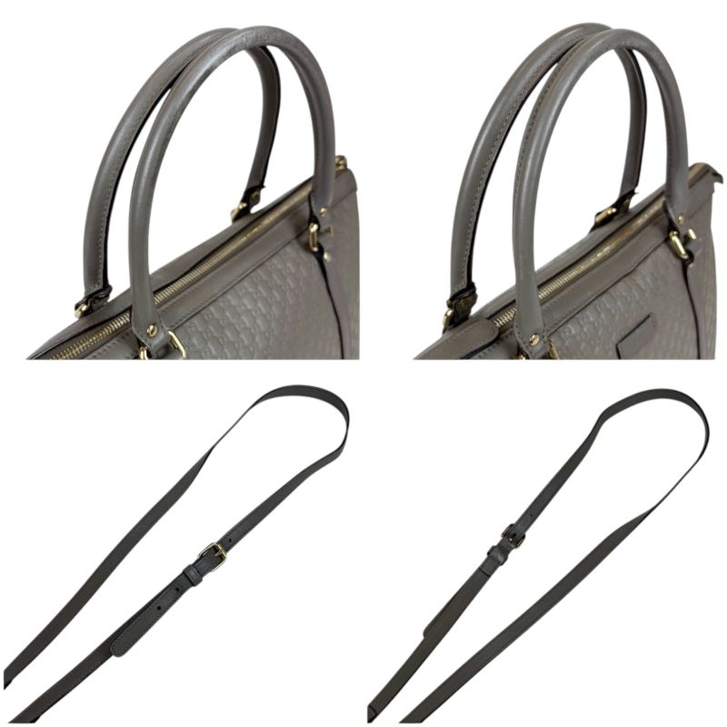 Gucci Micro Shimmer Leather Mini Tote Bag 2-Way Light Gray — view 7