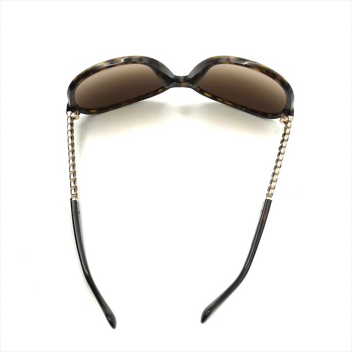 Chanel CC Logo Sunglasses Eyewear Tortoiseshell Pattern Chain Motif Brown — view 8