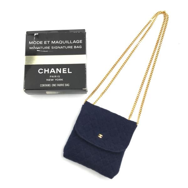 Chanel Mini Quilted Cotton Chain Bag Navy — view 2