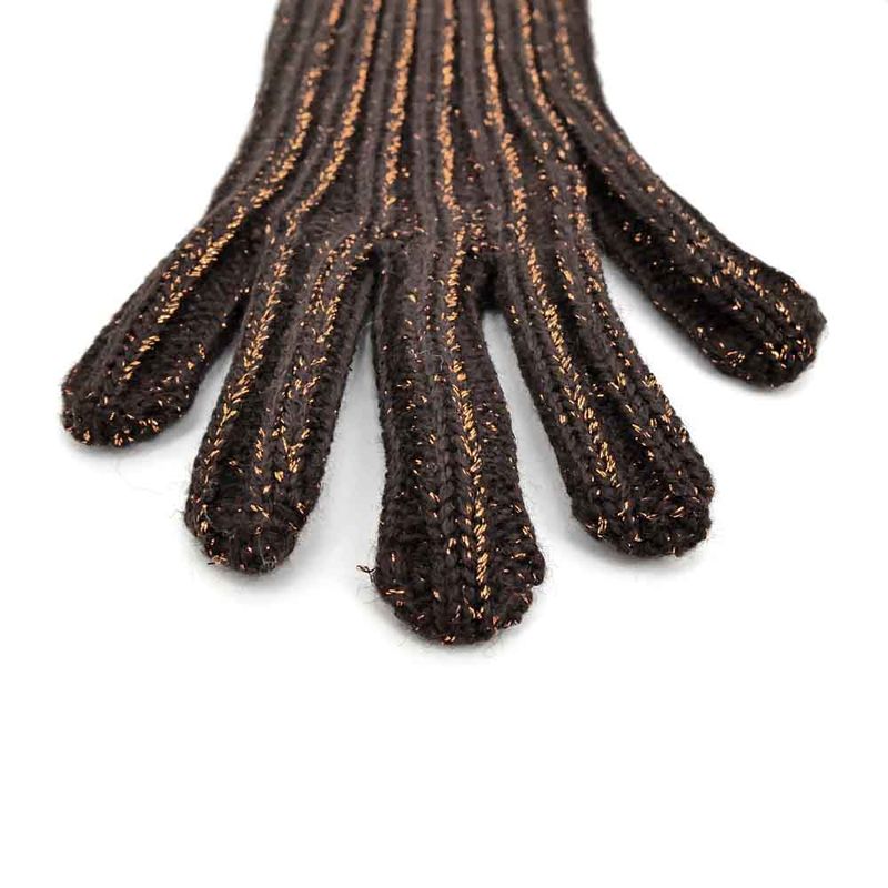 Prada Long Gloves Brown Orange Lame S