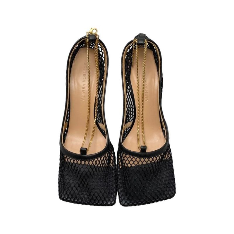 Bottega Veneta Stretch Pumps Mesh Chain High Heel 38 1 2 Nero — view 8