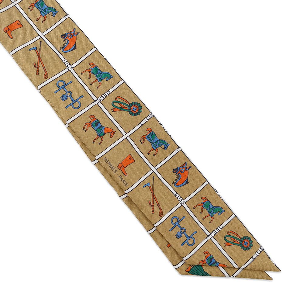 Hermes Scarf Twill Horsewear Couvertures Et Tenues de Jour Silk Mordre Blanc Blue — view 4