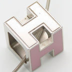 Hermes Necklace Caged Ash Metal Pink Silver Hardware H Cube Accessories — view 6