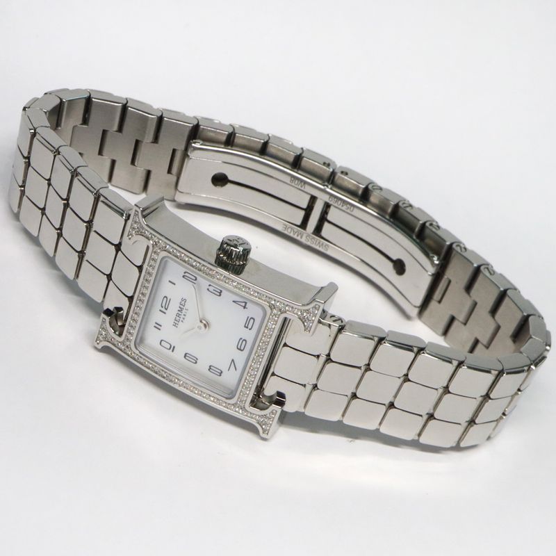 Hermes H Watch Mini 21 mm SS Ashie Bracelet White — view 5