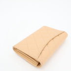 Chanel Quilted Three-fold Long Wallet Coco Mark Lambskin Beige Silver Hardware — view 2