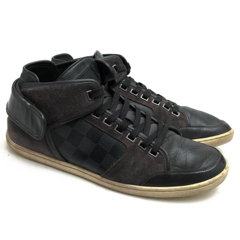 Louis Vuitton Shoes Sneakers High Cut Men Leather Gray Damier Graphite — view 2
