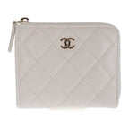 Chanel Small Wallet Ap3999 Coin Case Caviar Leather White Gold Hardware — view 2