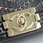 Chanel Boy 20 Chain Shoulder Flap Bag Cuff Black Studs — view 7