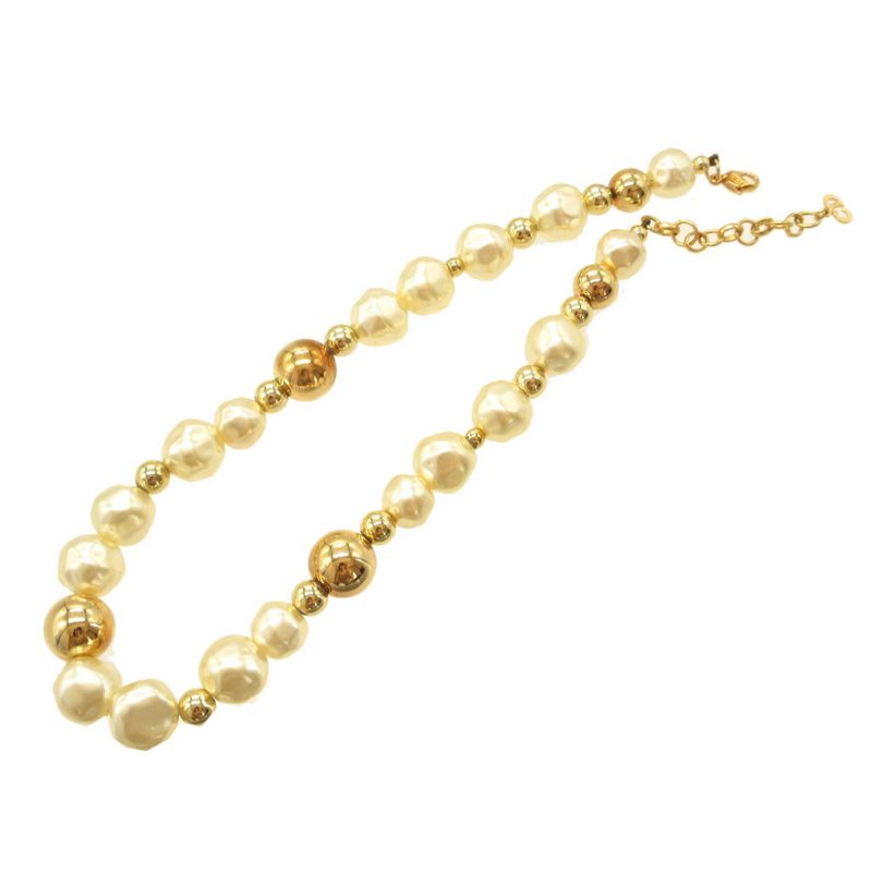 Christian Dior Vintage Faux Pearl Metal Gold Choker Necklace 0090 — view 3