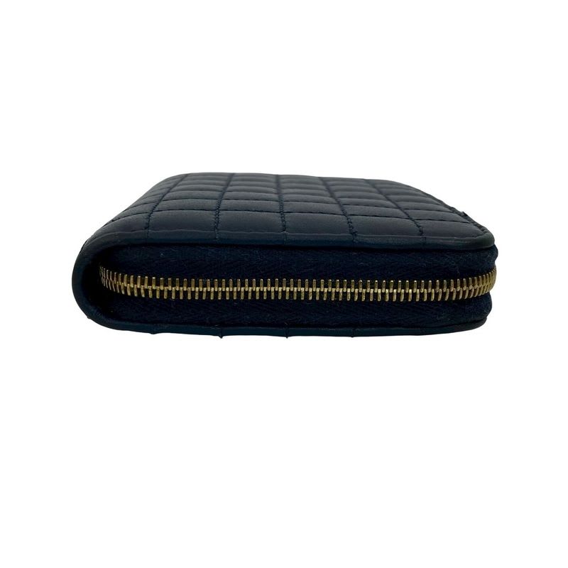 Celine CC Charm Compact Wallet Quilted Leather Round Zip Bifold — view 5