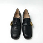Gucci Double G Loafers Leather Shoes Black Gold GG Marmont — view 2