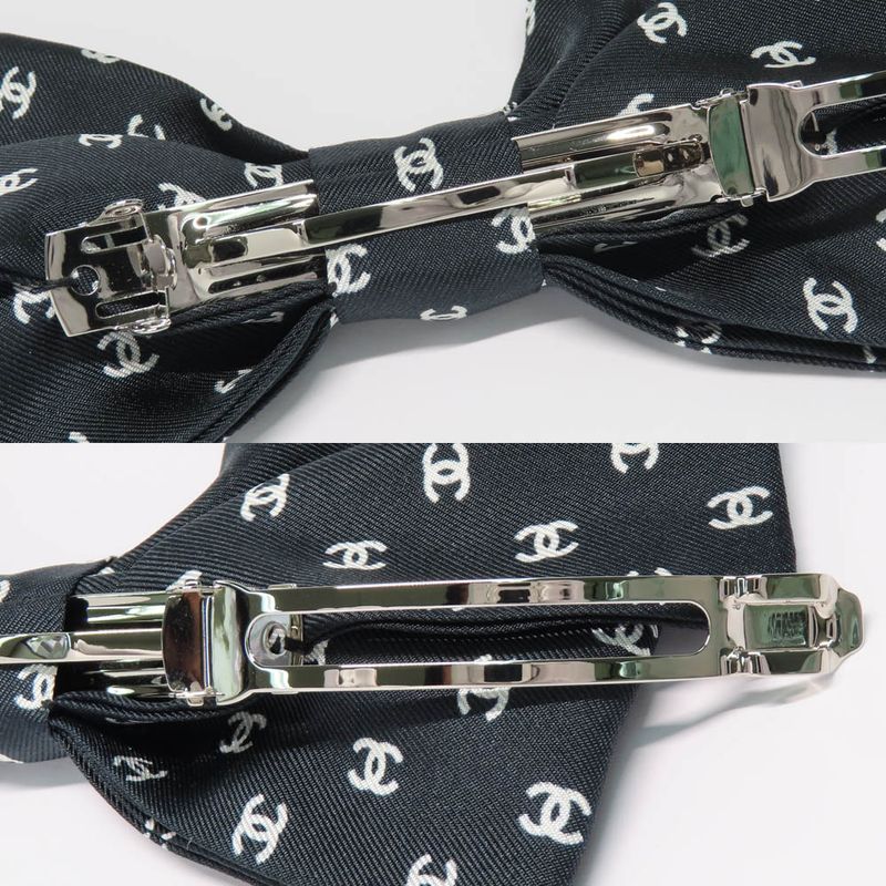 Chanel Barrette Aaa821 25 P Coco Mark Ribbon Black Silk Hair Accessory — view 7