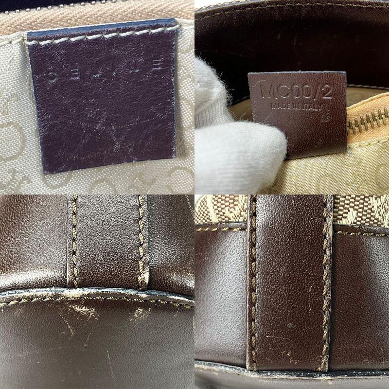 Celine Tote Bag Sulky Canvas Leather Beige Dark Brown Shoulder Bucket Shape — view 7
