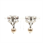Chanel CC Logo Faux Pearl Swing Earrings Silver — view 2