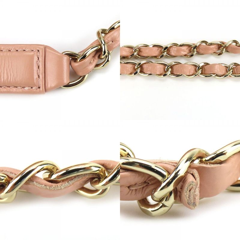 Chanel Shoulder Bag Quilted Leather Peach Beige Gold Hardware 29 th — view 4