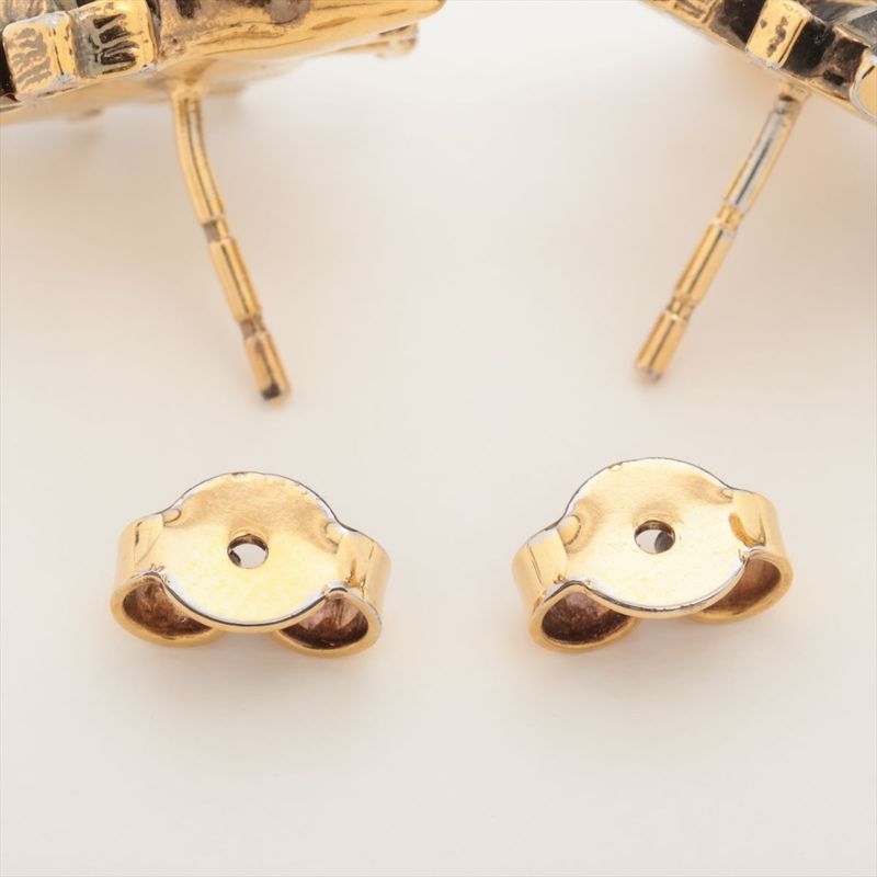 Gucci Interlocking G Bee Earrings GP Rhinestone Faux Pearl — view 5