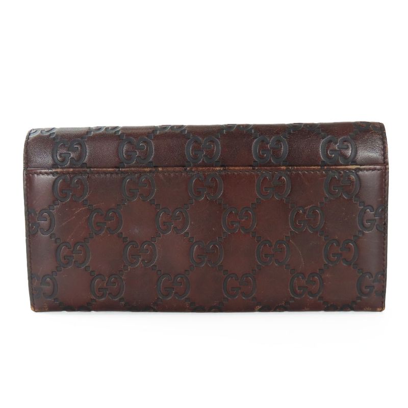 Gucci Bifold Wallet Sima Leather Dark Brown Long Small Accessories — view 2
